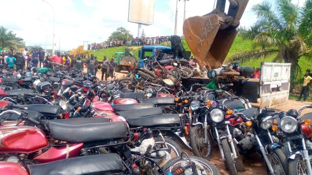 Abuja administration crushes 601 impounded motorcycles
