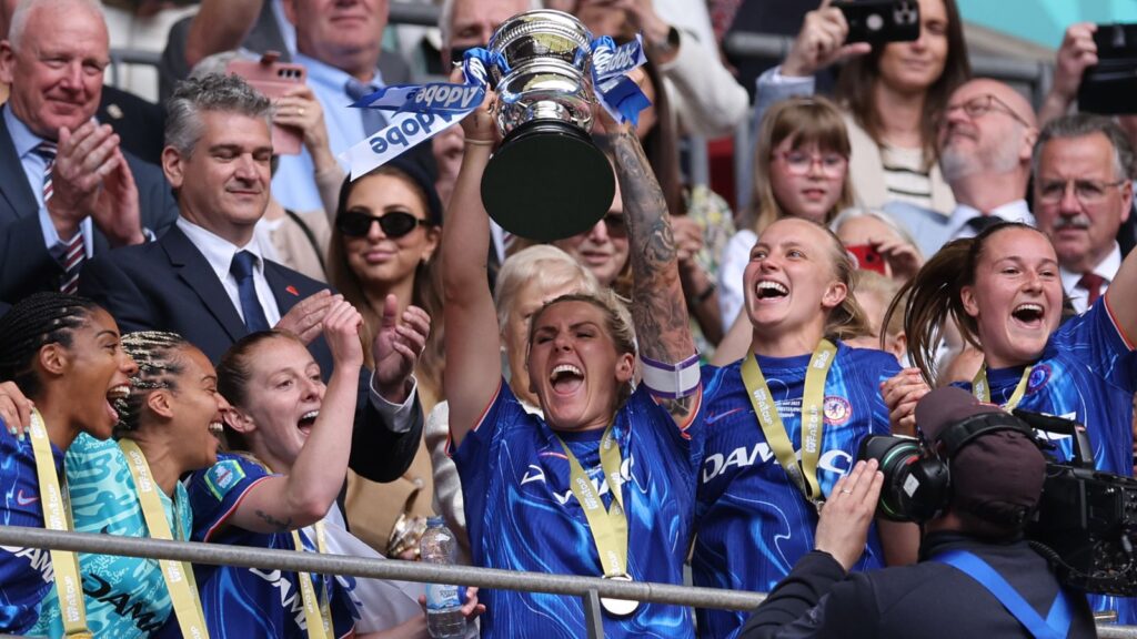Chelsea Women 3-0 Man Utd Women: Blues clinch unbeaten domestic treble with Women’s FA Cup final win as Sandy Baltimore scores twice | Football News