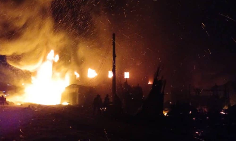 Fire Guts Three-Storey Building In Onitsha