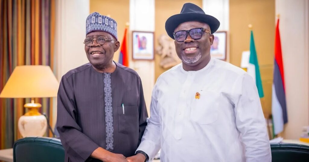 PHOTOS: Oborevwori meets Tinubu, Ganduje in Abuja after defection to APC